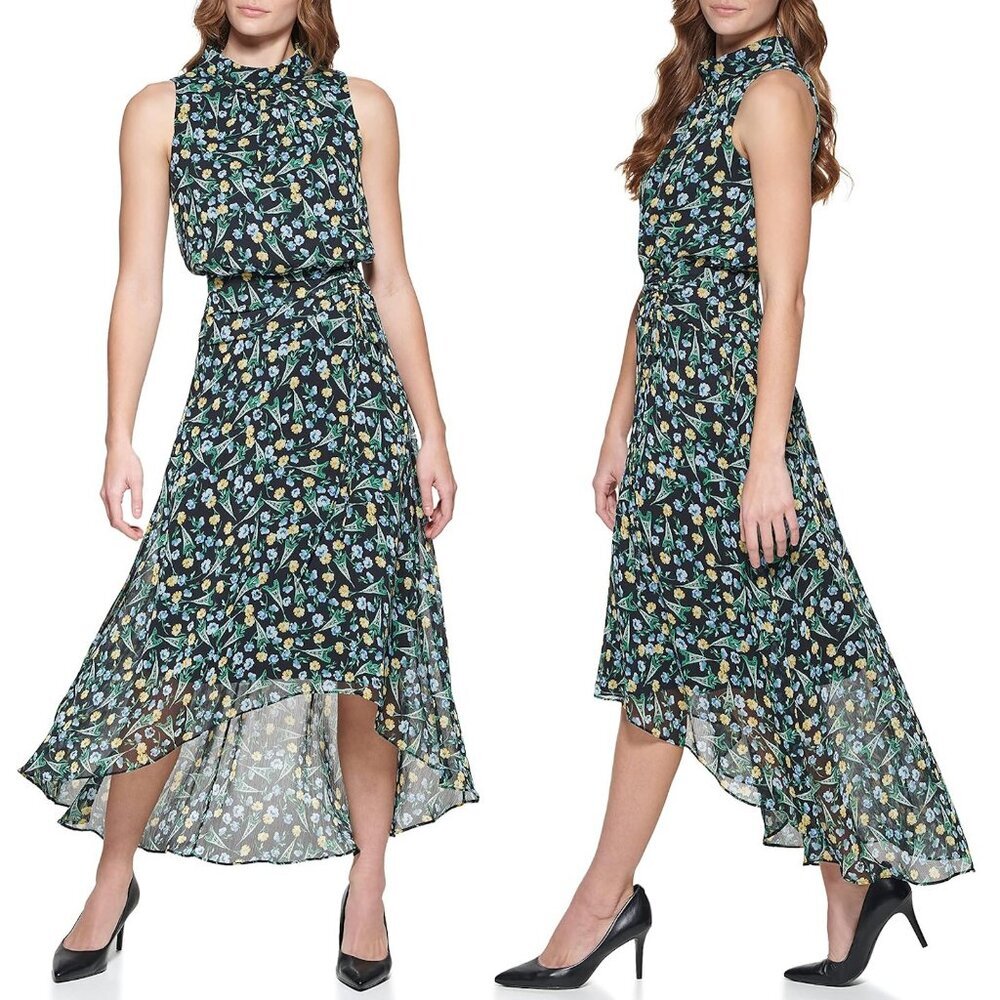 NWT New $158 Karl Lagerfeld Chiffon Hi Low Sleeveless Dress Size 10